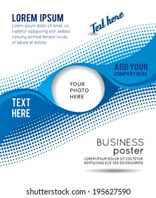 Circle on blue wave background - abstract flyer design