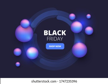 circle on a dark vector background with bright bubbles and glow
