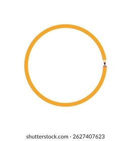 Circle from one pencil. Pencil forming a round frame. Vector illustration on white background.