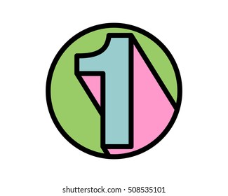 circle one typography typeset logotype numeral numeric nominal image vector icon