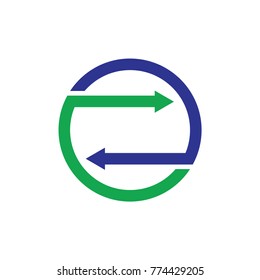 circle opposite arrows symbol logo