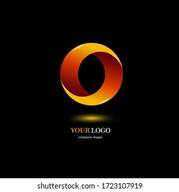 Círculo de color naranja. Logotipo con degradado. En un fondo oscuro.