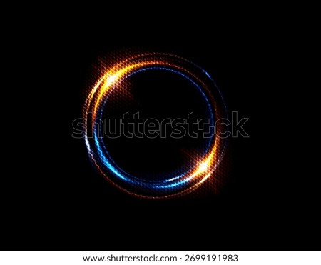 Circle, orange, magic, light, flare — sparkling orange ring with dynamic swirl and particles. 
