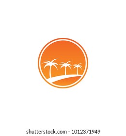 
Circle orange palm tree logo design concept vector