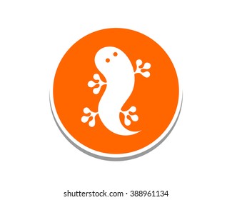 circle orange white gecko silhouette image icon