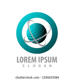 Circle Orbit planet logo concept design. Symbol graphic template element 