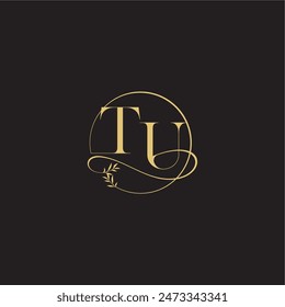 circle and organic style TU wedding monogram design letter luxury concept