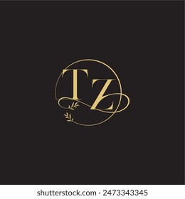 circle and organic style TZ wedding monogram design letter luxury concept