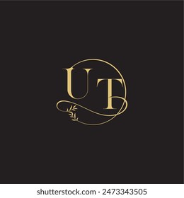 circle and organic style UT wedding monogram design letter luxury concept