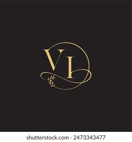 circle and organic style VI wedding monogram design letter luxury concept