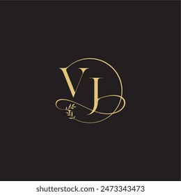 circle and organic style VJ wedding monogram design letter luxury concept