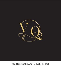 circle and organic style VQ wedding monogram design letter luxury concept