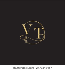 circle and organic style VT wedding monogram design letter luxury concept