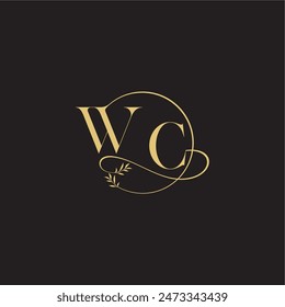 circle and organic style WC wedding monogram design letter luxury concept