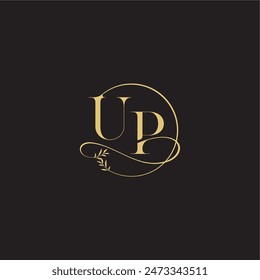 circle and organic style UP wedding monogram design letter luxury concept