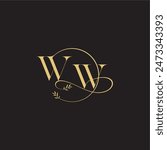 circle and organic style WW wedding monogram design letter luxury concept