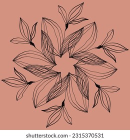 Circle ornament design. Hand drawn floral collection.  Fashion and textile design elements. Retro, abstract, vintage, decorative vector line.