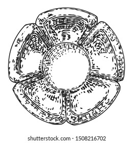 Circle ornament design for pattern, carved flower isolated on white background. Traditional style decorative marble stone. Vintage Baroque Victorian floral ornament retro decorative element. Vector. 