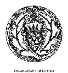 Circle ornament design for pattern, carved isolated on white background. Traditional style decorative marble stone. Vintage Baroque Victorian floral ornament retro decorative element. Vector. 