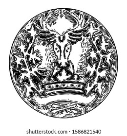 Circle ornament design for pattern, carved isolated on white background. Traditional style decorative marble stone. Vintage Baroque Victorian floral ornament retro decorative element. Vector. 