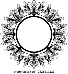 Circle ornament frame black and white. vector illustration