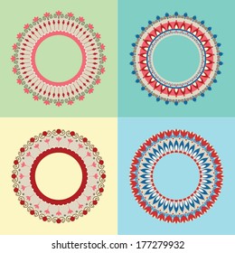 Circle ornament frames ,Abstract flower ,vintage frames