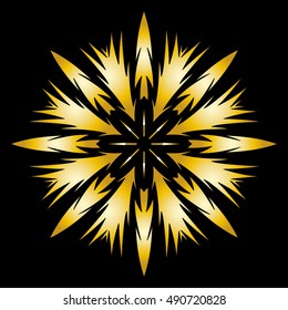 circle ornament. gold arrow circular drawing. Christmas tree logo