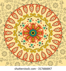 Circle ornament with many details. Vector illustration