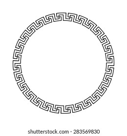 Circle ornament meander. Round frame, rosette of ancient elements. Greek national antique round pattern, vector. Rectangular pulse