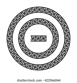 Circle ornament meander. Round frame, rosette of swastika elements. Antique round pattern, vector. 
