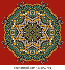 Circle ornament, ornamental round lace, vector illustration
