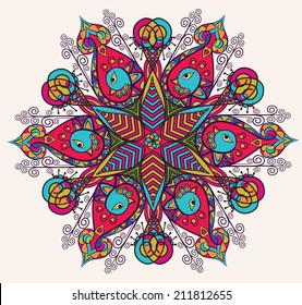 Circle ornament, ornamental round pattern 