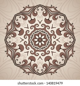 Circle ornament, ornamental round vector pattern