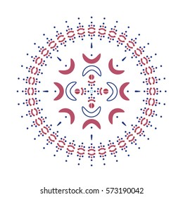 Circle ornament, red and blue.