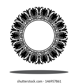 Circle ornament. Round frame, rosette of ancient elements. Greek national antique round pattern, vector.