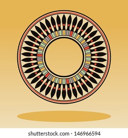Circle ornament. Round frame, rosette of ancient elements. Egyptian national antique round pattern, vector.