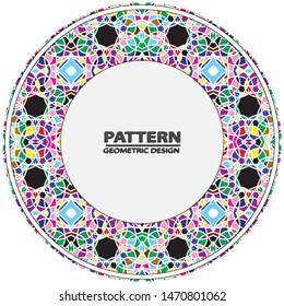 Circle ornament. Round frame, rosette. Round pattern, vector.