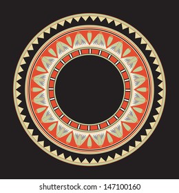 Circle ornament. Round frame, rosette of ancient elements. Egyptian national antique round pattern, vector.