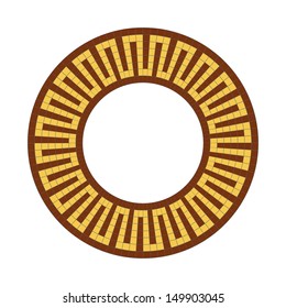 Circle ornament. Round frame, rosette of ancient elements. Greek national antique round pattern, vector.