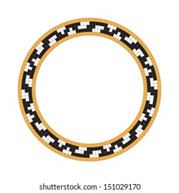 Circle ornament. Round frame, rosette of Slavonic embroidery. Ukrainian national antique round pattern, vector.