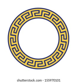 Circle ornament. Round frame, rosette of ancient elements. Greek national antique round pattern, vector.