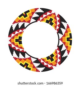 Circle ornament. Round frame, rosette. Native american (indian) round pattern, vector.