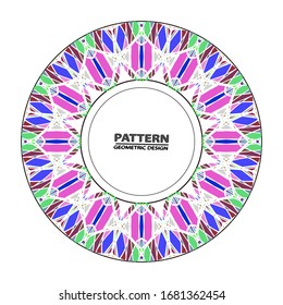 Circle ornament. Round frame, rosette. Native round pattern, vector.