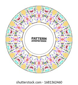 Circle ornament. Round frame, rosette. Native round pattern, vector.
