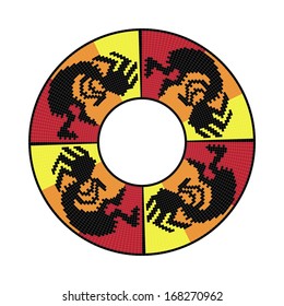 Circle ornament. Round frame, rosette. Native american (indian) round pattern, vector.