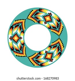 Circle ornament. Round frame, rosette. Native american (indian) round pattern, vector.