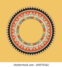 Circle ornament. Round frame, rosette. Native american (indian) round pattern, vector.