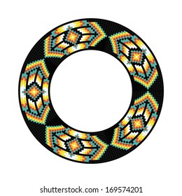 Circle ornament. Round frame, rosette. Native american (indian) round pattern, vector.