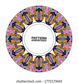 Circle ornament. Round frame, rosette. Round pattern, vector.