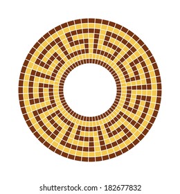 Circle ornament. Round frame, rosette of ancient elements. Greek national antique round pattern, vector.